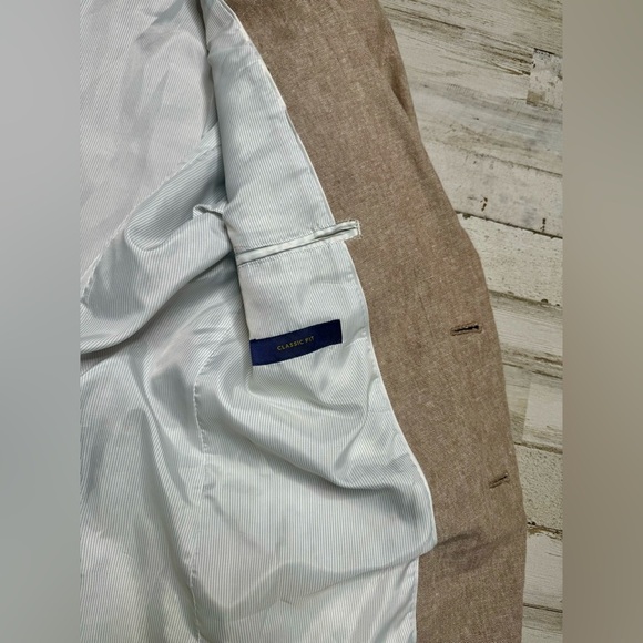 Stafford Mens Linen Blend Sport Coat Classic Fit Blazer Beige Mens 42R - Picture 11 of 12